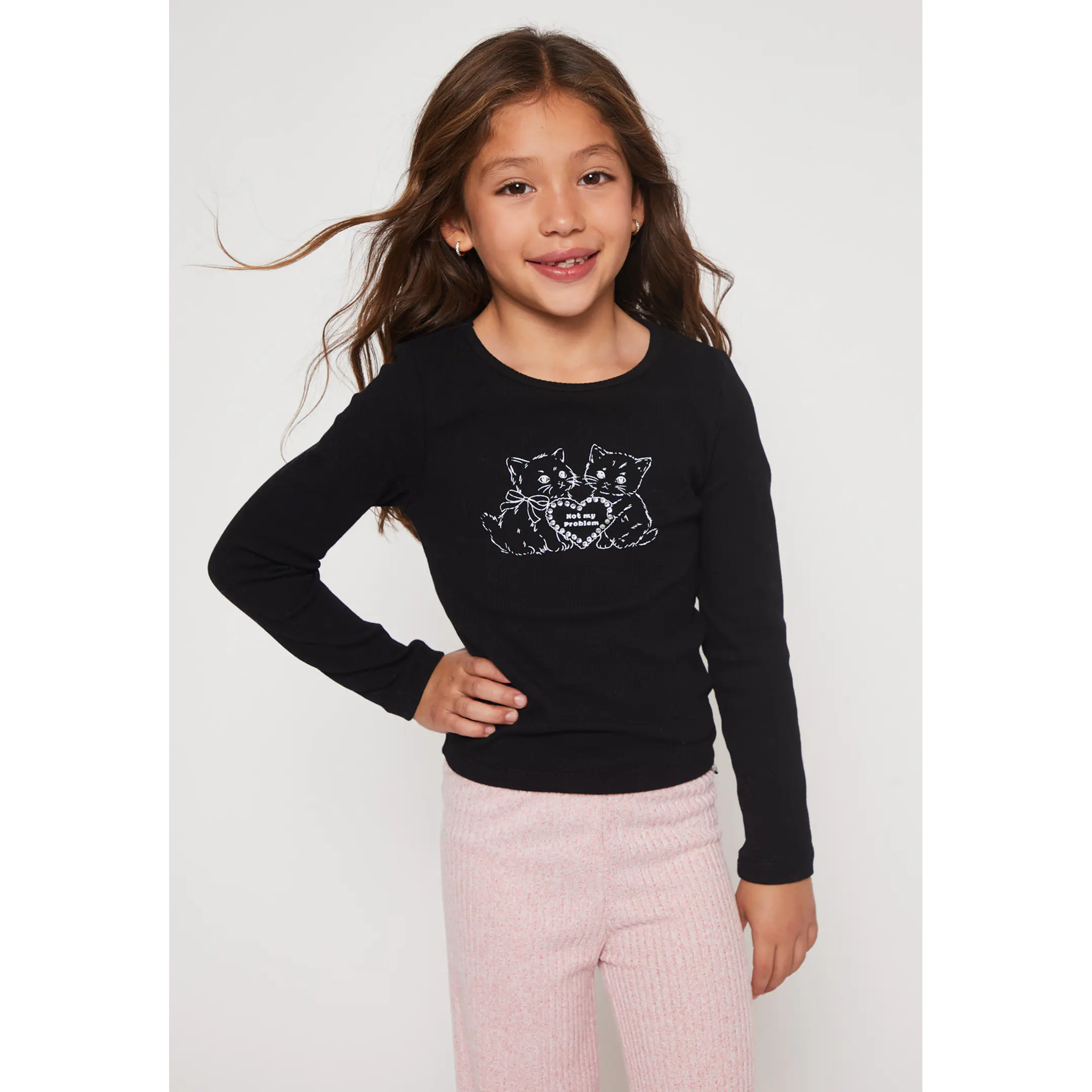 Polera Brillo Niña Negro Familyshop 1