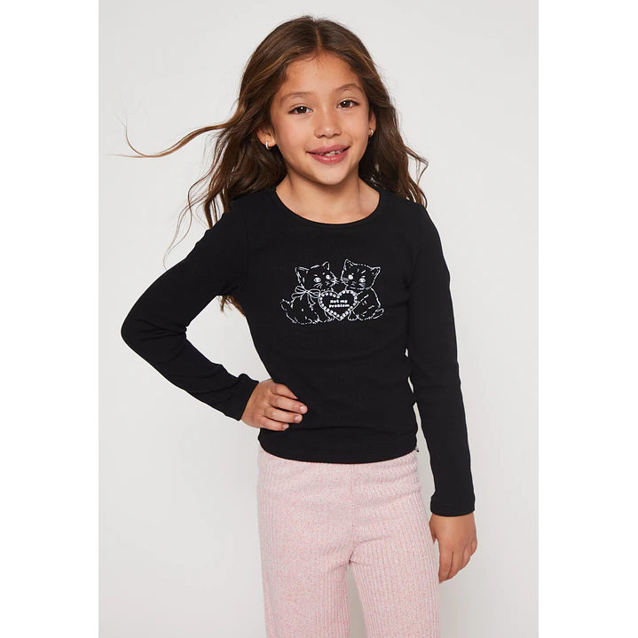 Polera Brillo Niña Negro Familyshop 1