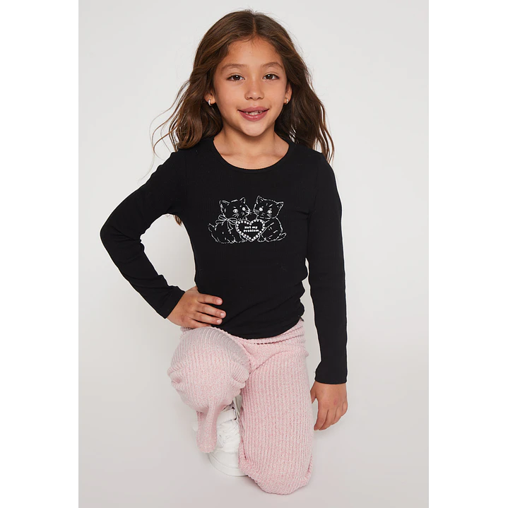 Polera Brillo Niña Negro Familyshop 3