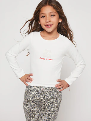 Polera Brillo Niña Blanco Familyshop