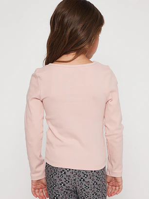 Polera Brillo Perlas Niña Rosado Familyshop