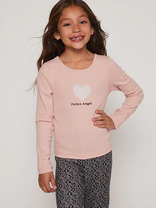 Polera Brillo Perlas Niña Rosado Familyshop