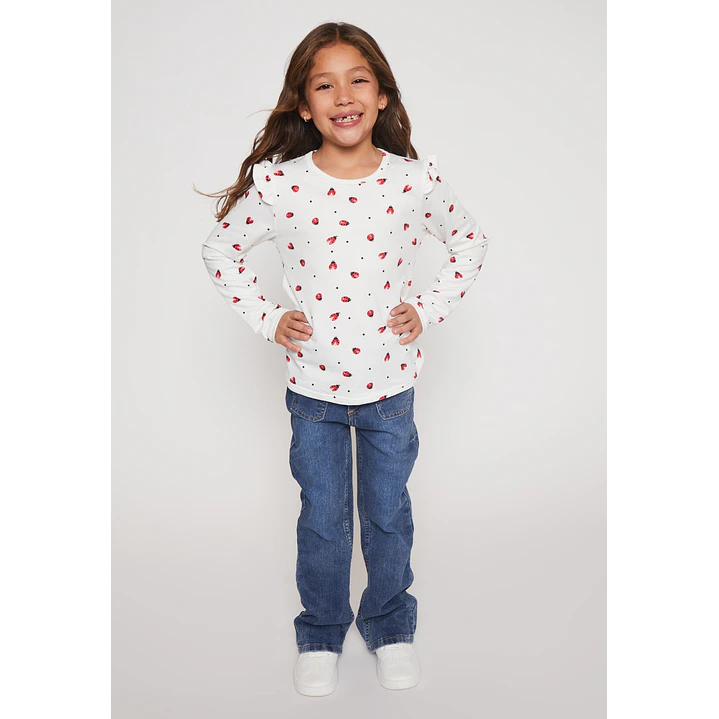 Polera Camiseta Niña Blanco Familyshop 3