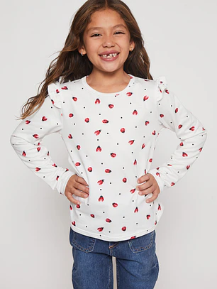 Polera Camiseta Niña Blanco Familyshop
