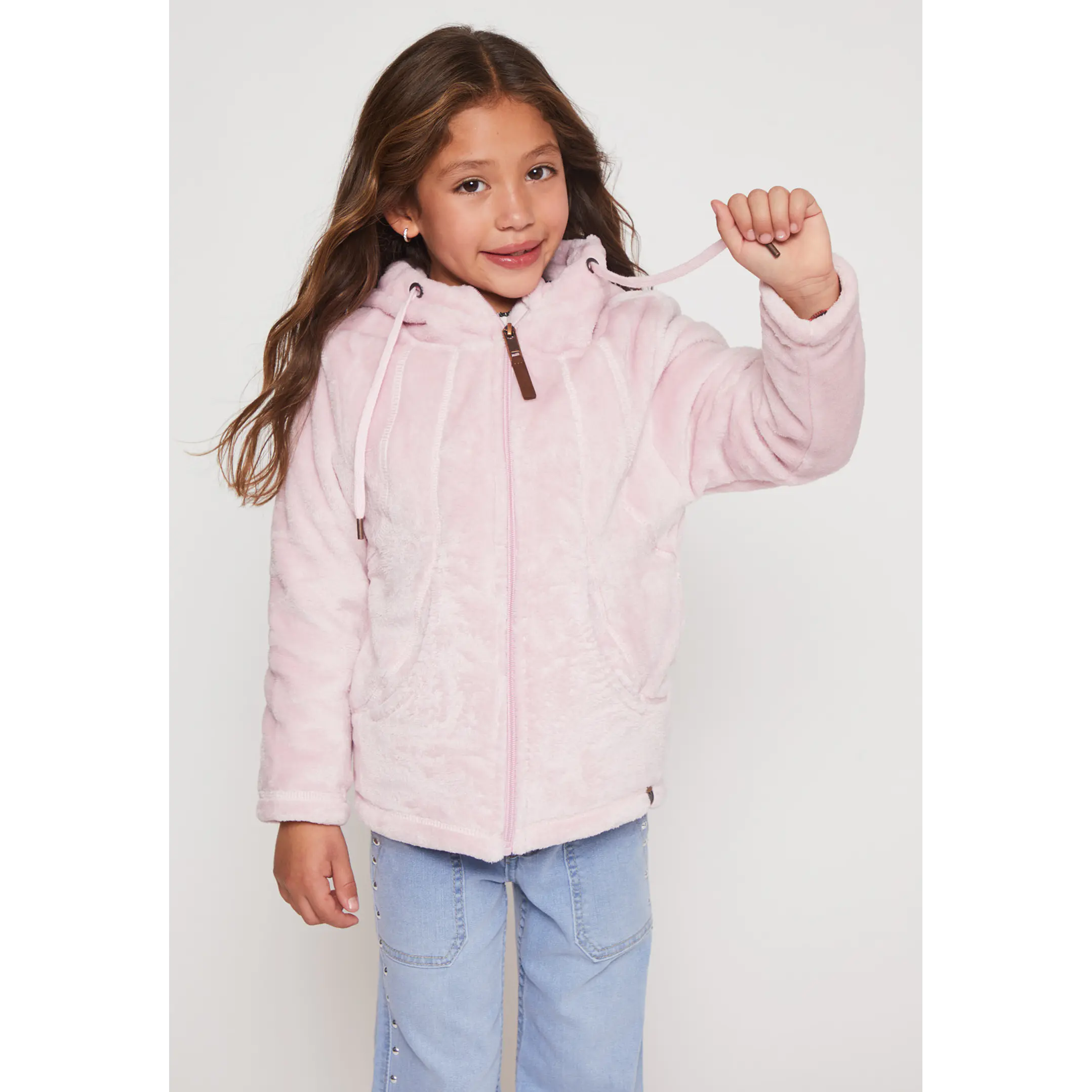 Polar Peludo Zipper Niña Rosado Familyshop 1