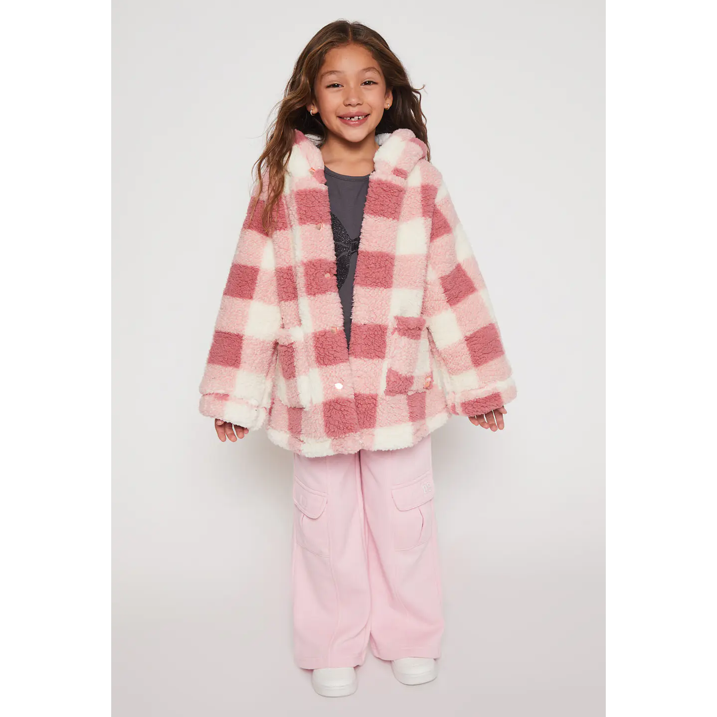 Abrigo Peludo Niña Rosado Familyshop 3