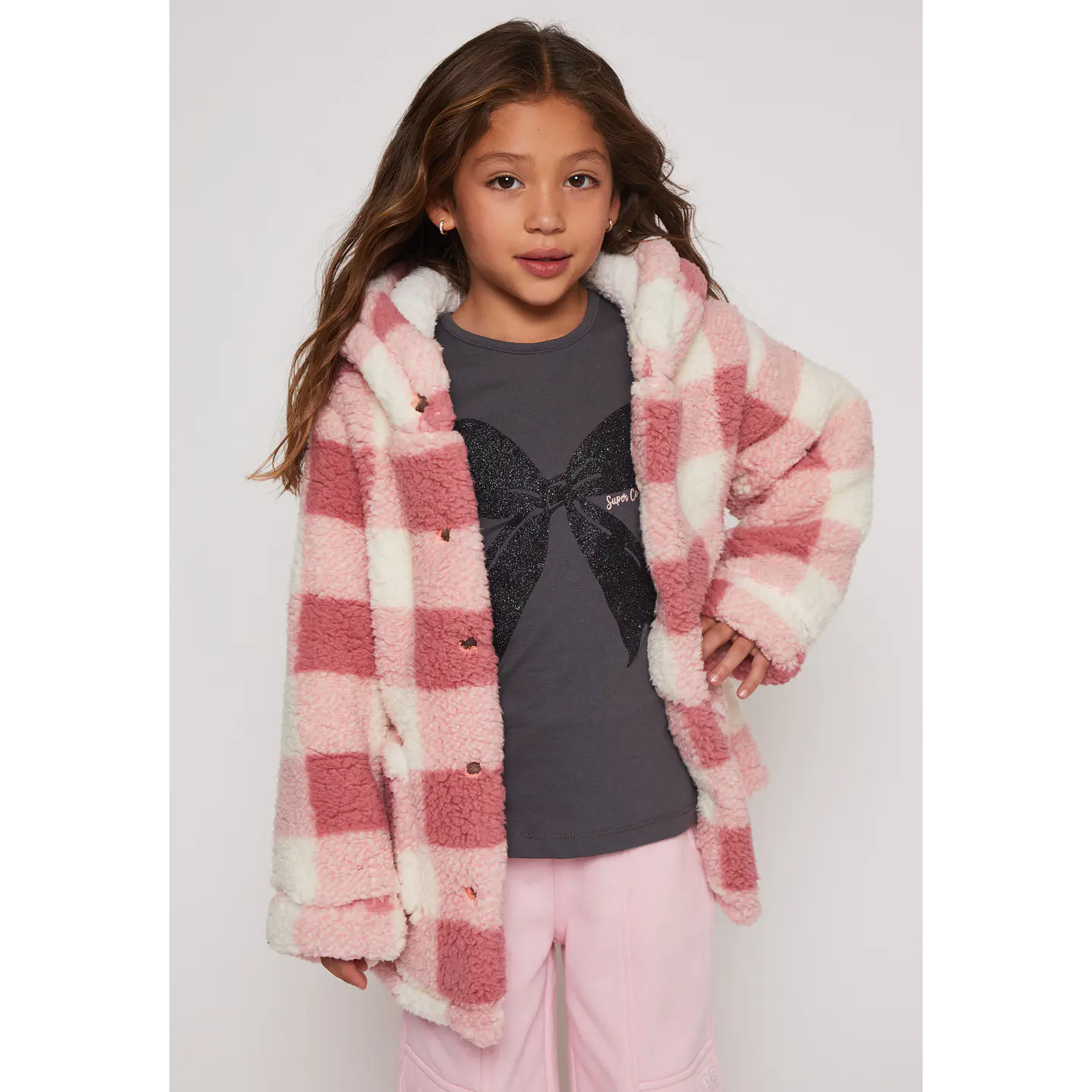Abrigo Peludo Niña Rosado Familyshop 1