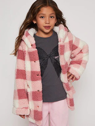 Abrigo Peludo Niña Rosado Familyshop