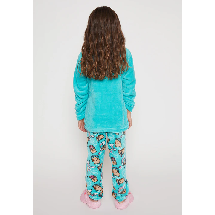 Pijama Polar Niña Celeste Familyshop 2