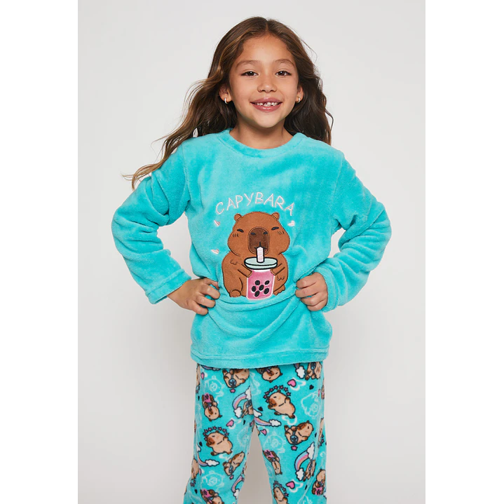 Pijama Polar Niña Celeste Familyshop 3