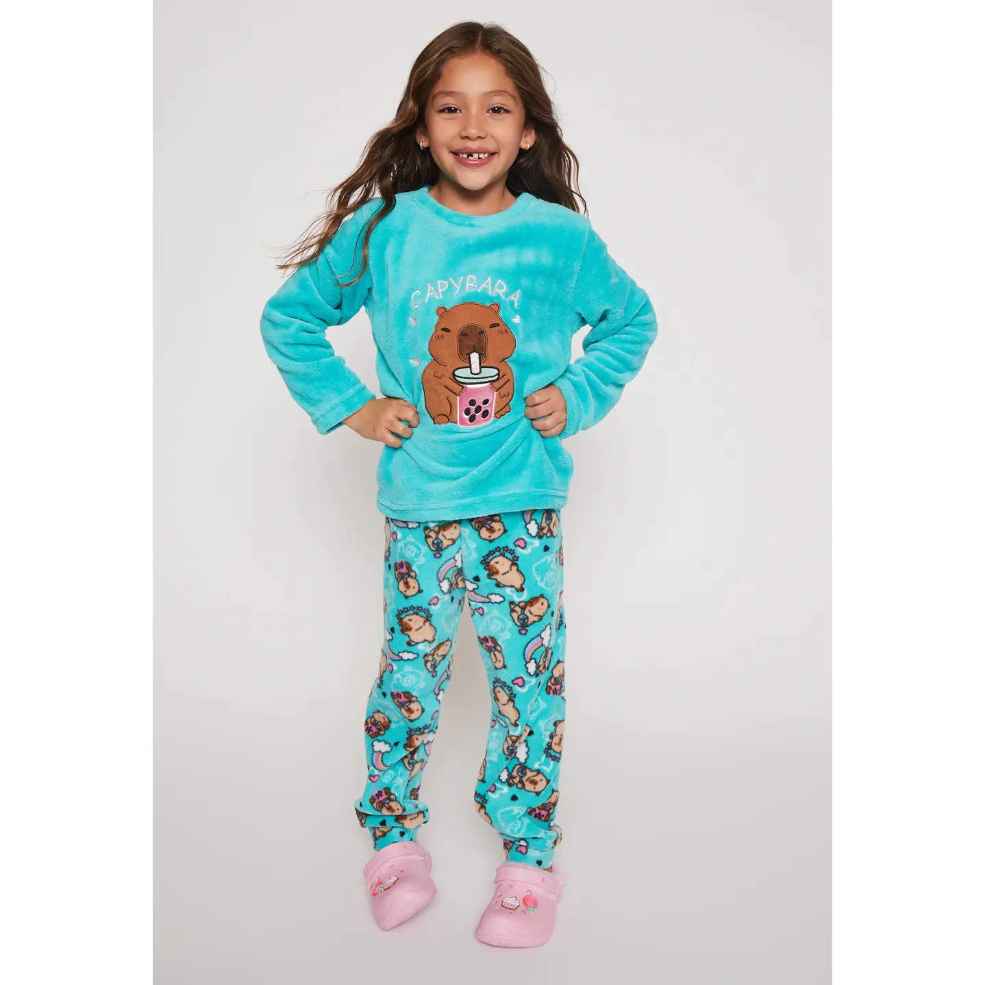 Pijama Polar Niña Celeste Familyshop 1