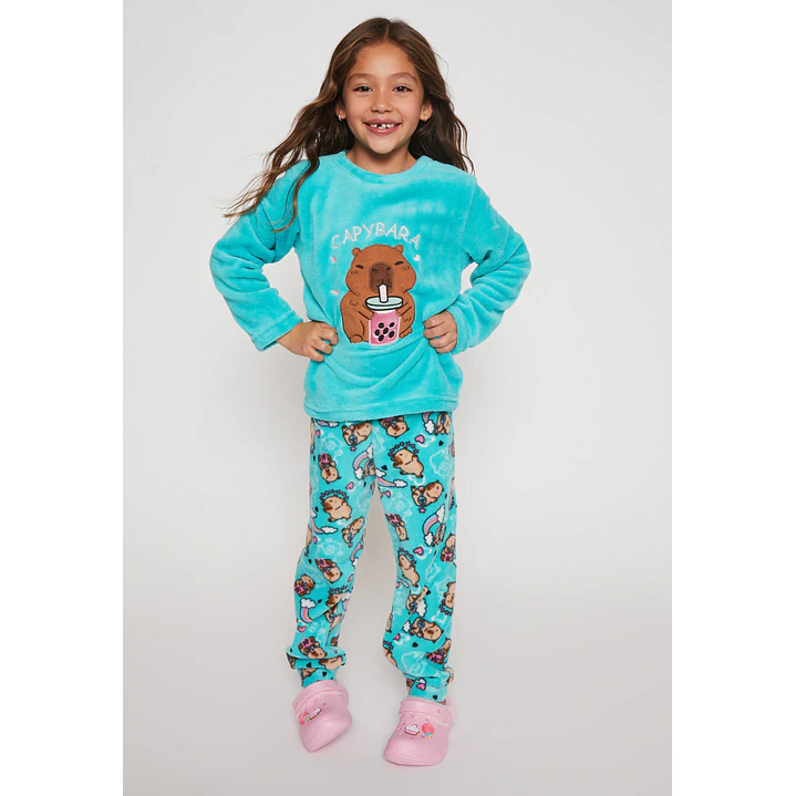 Pijama Polar Niña Celeste Familyshop 1