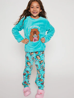 Pijama Polar Niña Celeste Familyshop