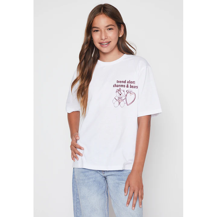 Polera Oversize LLavero  Lola Blanco Familyshop 1