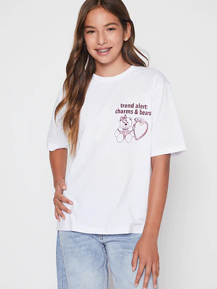 Polera Oversize LLavero  Lola Blanco Familyshop