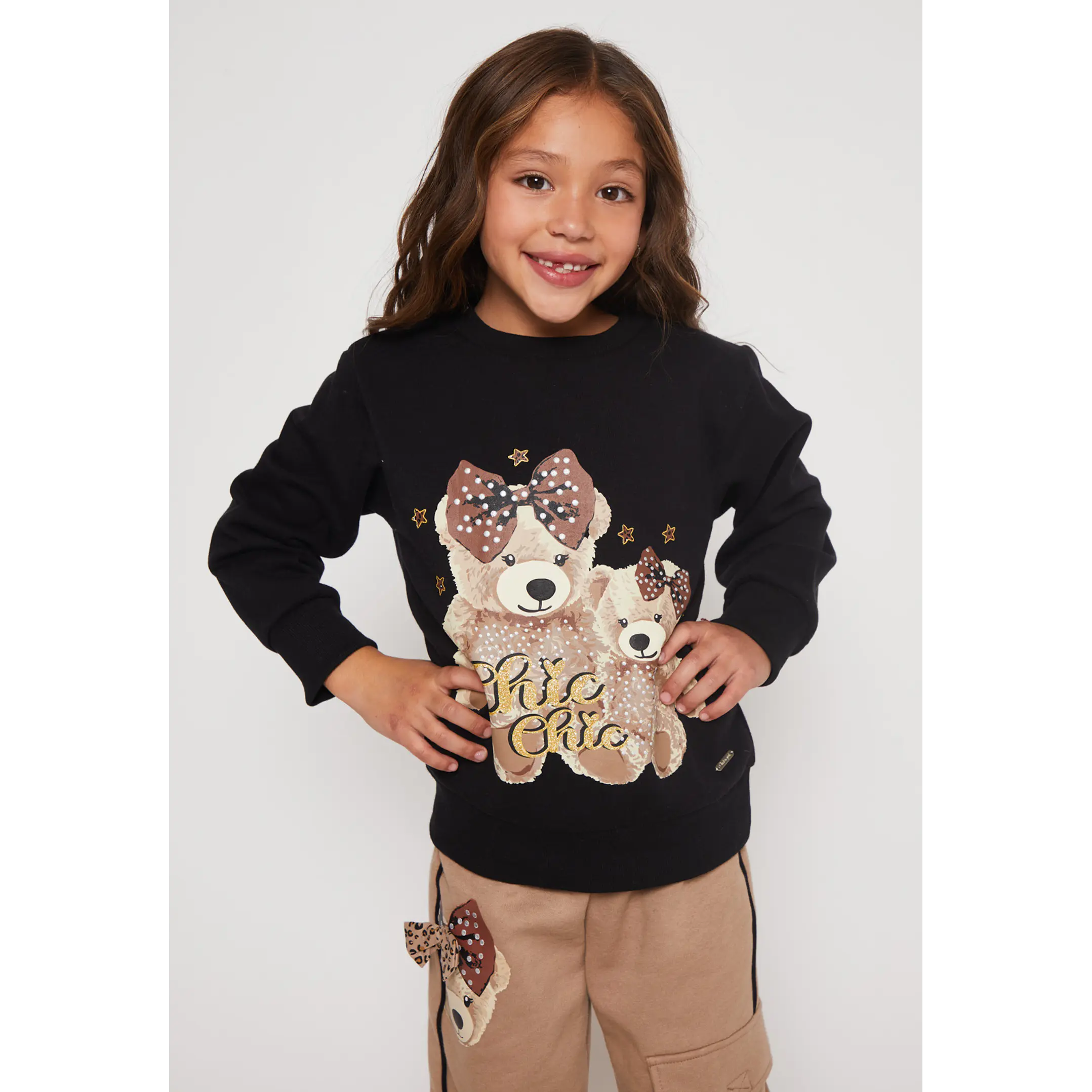 Polerón Oso Niña Negro Familyshop 1