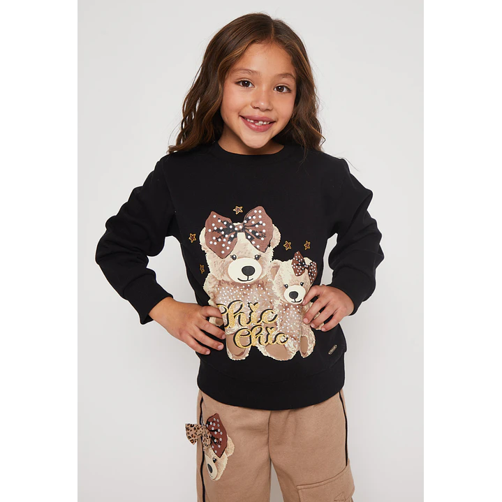 Polerón Oso Niña Negro Familyshop 1