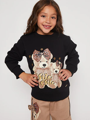Polerón Oso Niña Negro Familyshop