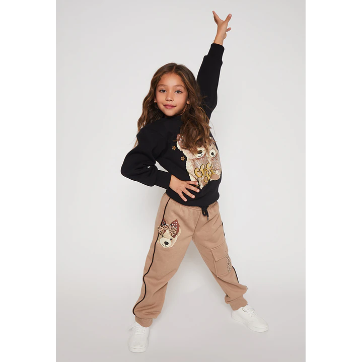 Polerón Oso Niña Negro Familyshop 3