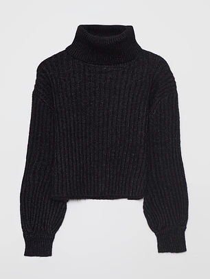 Sweater Canutón Cuello Mujer Negro Familyshop