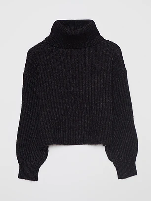Sweater Canutón Cuello Mujer Negro Familyshop