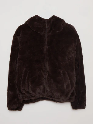 Chaqueta Piel Gorro Mujer Café Familyshop