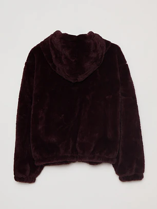 Chaqueta Piel Gorro Mujer Burdeo Familyshop