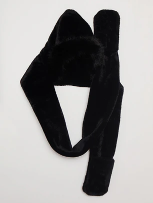 Gorro Peludo Mujer Negro Familyshop