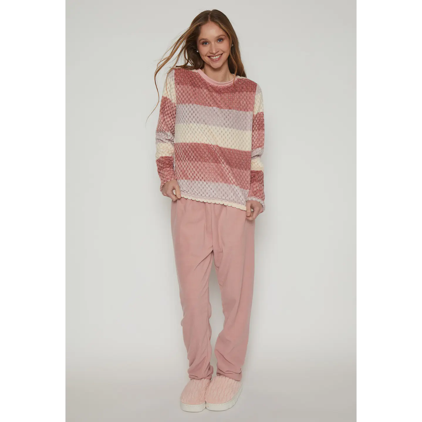 Pijama Waffle Mujer Rojo Familyshop 1