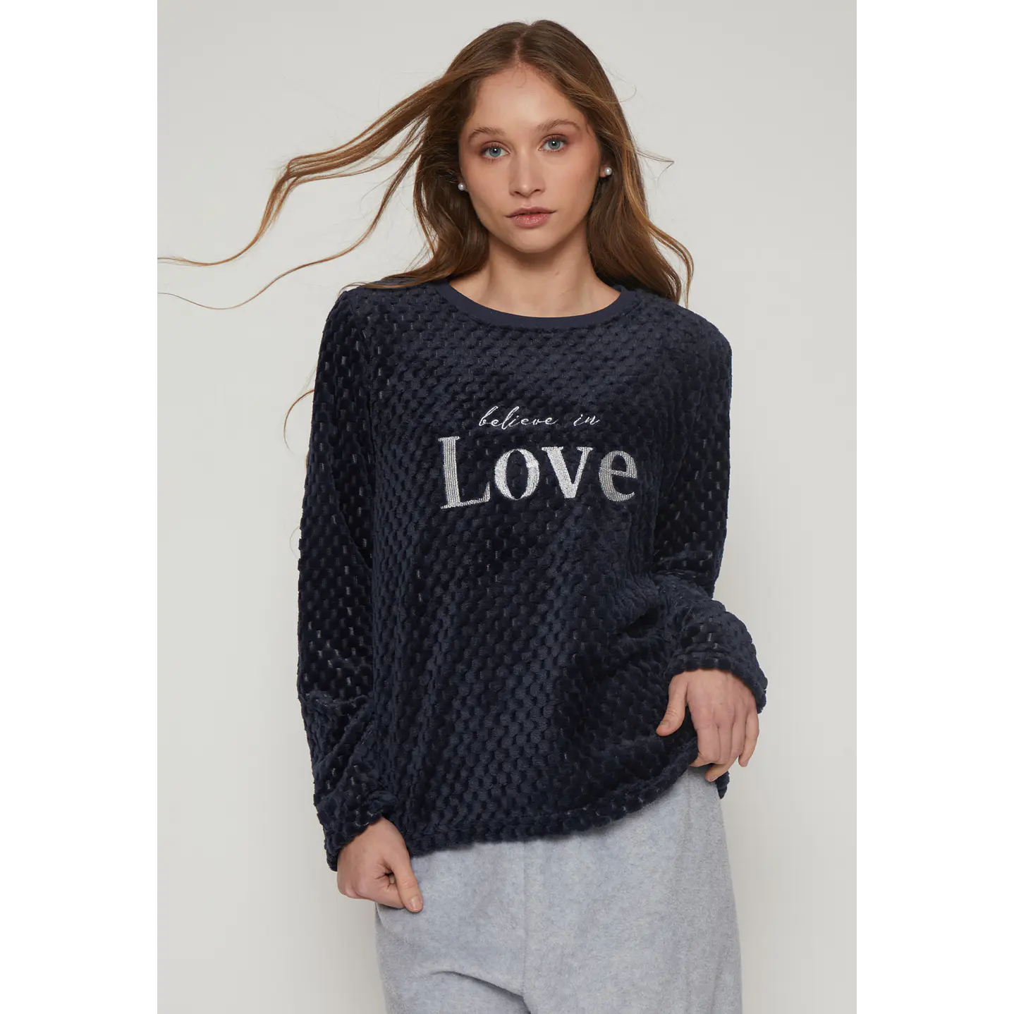 Pijama Waffle Mujer Azul Familyshop 4