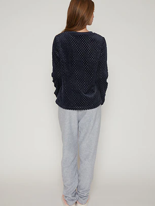 Pijama Waffle Mujer Azul Familyshop