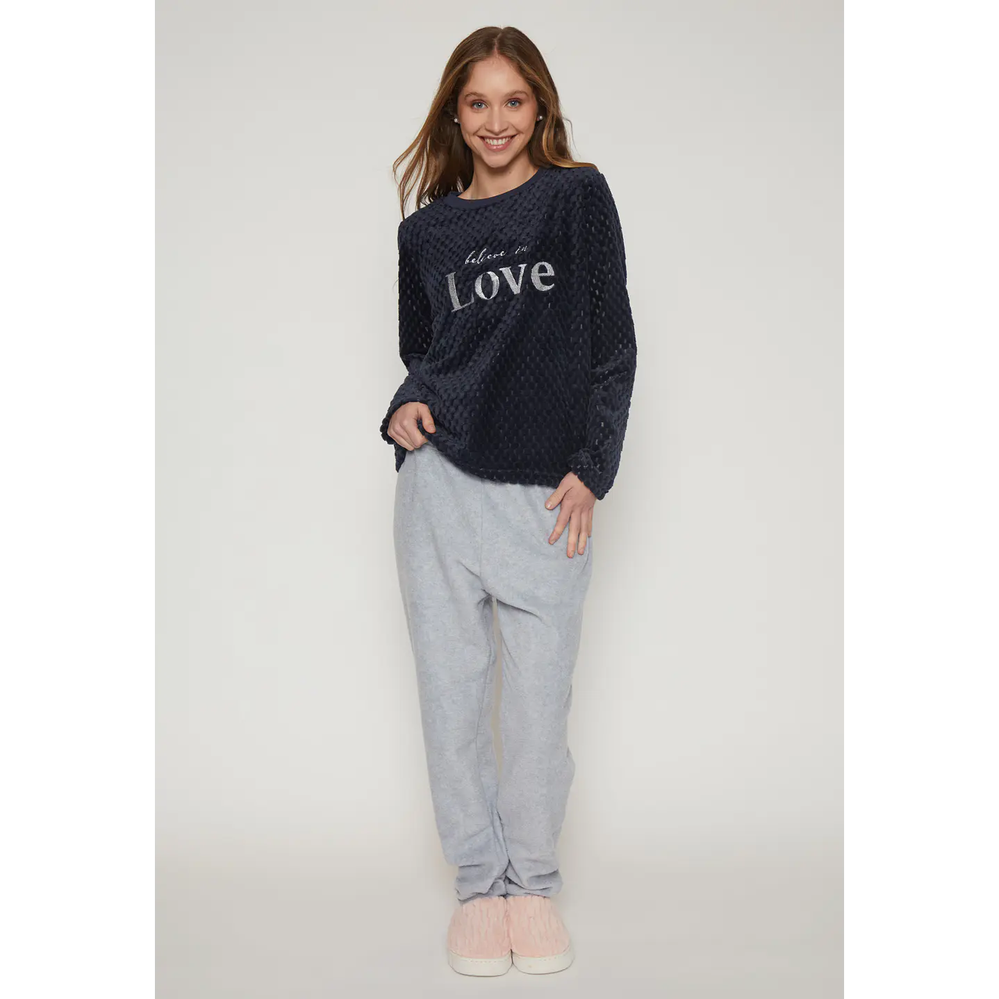 Pijama Waffle Mujer Azul Familyshop 1