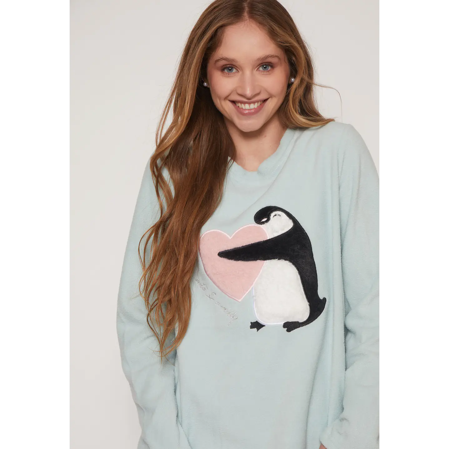 Pijama Polar Print Mujer Celeste Familyshop 3