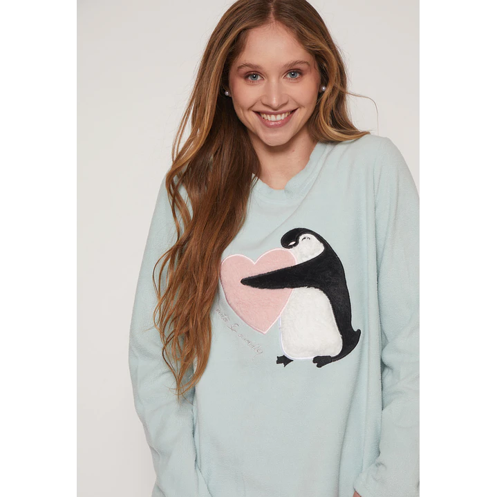 Pijama Polar Print Mujer Celeste Familyshop 3