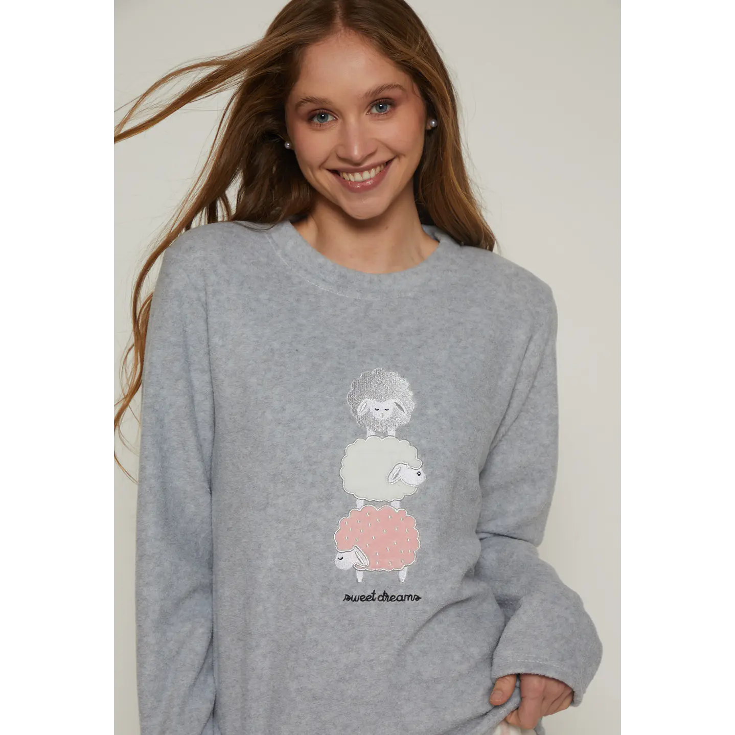 Pijama Polar Mujer Gris Familyshop 3
