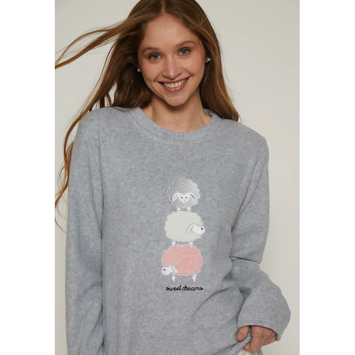 Pijama Polar Mujer Gris Familyshop 3