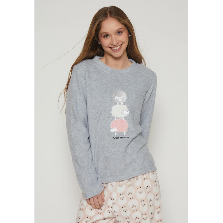 Pijama Polar Mujer Gris Familyshop 4