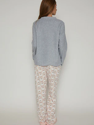 Pijama Polar Mujer Gris Familyshop