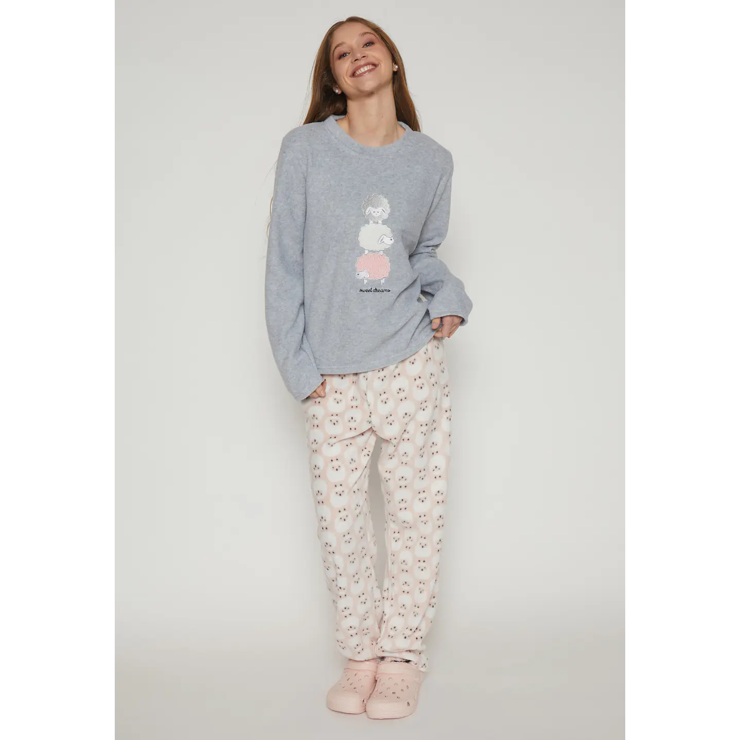 Pijama Polar Mujer Gris Familyshop 1