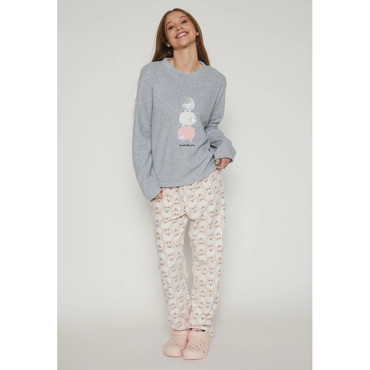 Pijama Polar Mujer Gris Familyshop 1