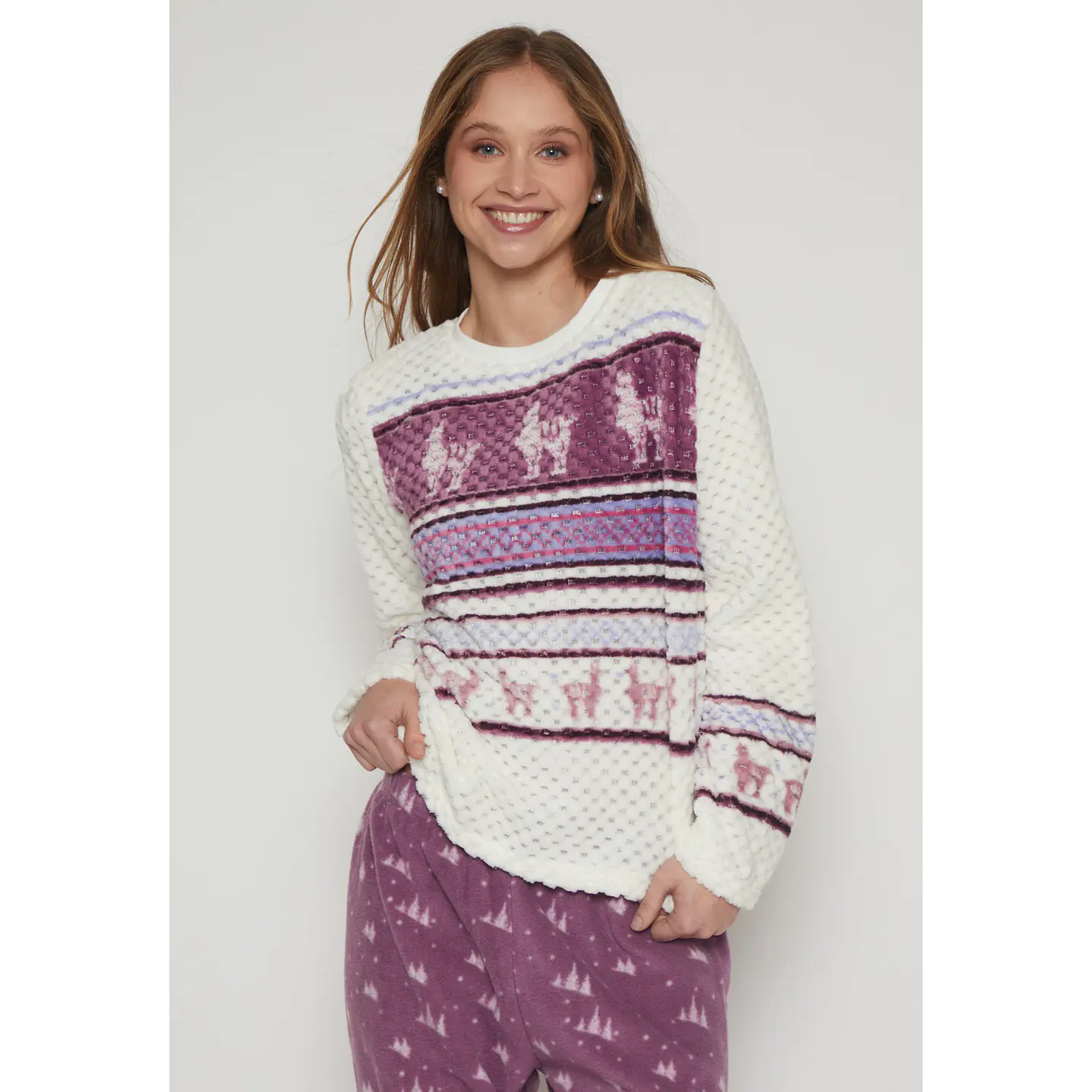 Pijama Waffle Mujer Morado Familyshop 3