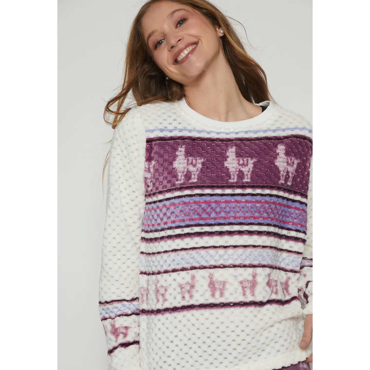 Pijama Waffle Mujer Morado Familyshop 4