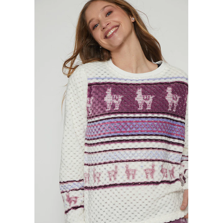 Pijama Waffle Mujer Morado Familyshop 4