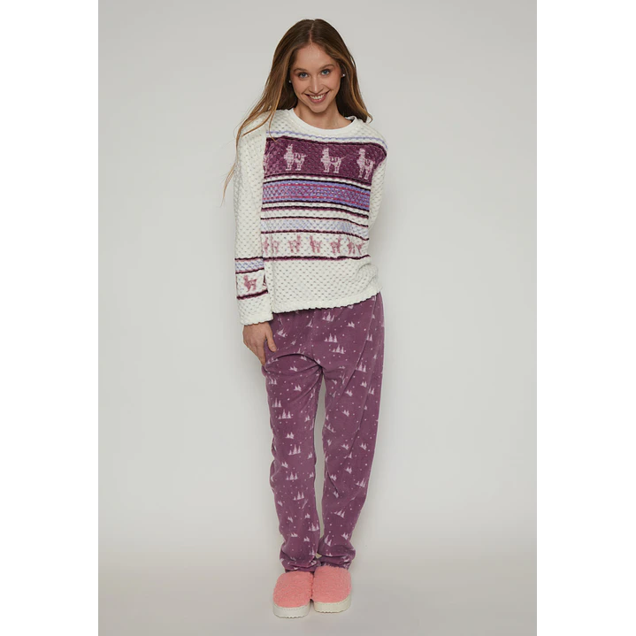 Pijama Waffle Mujer Morado Familyshop 1
