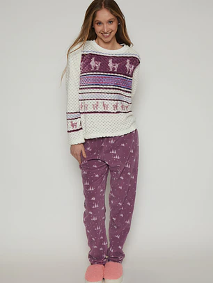 Pijama Waffle Mujer Morado Familyshop