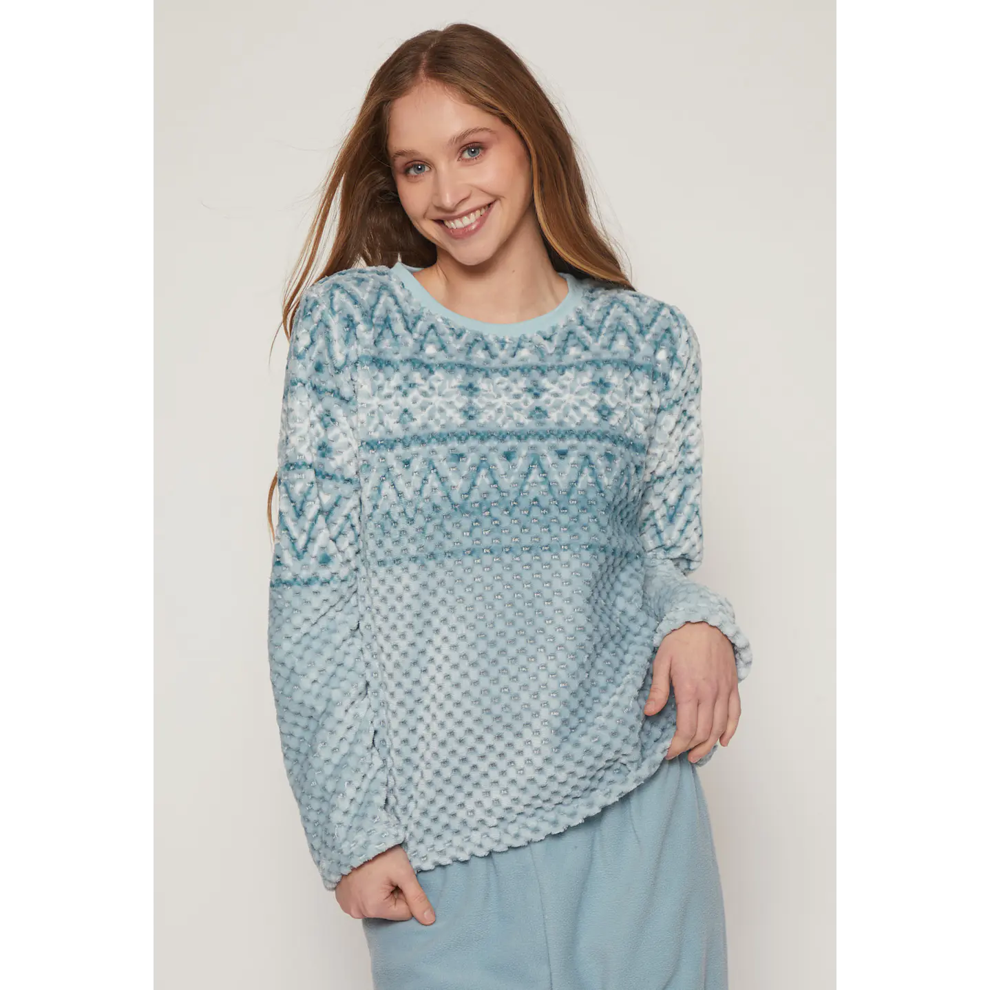 Pijama Waffle Mujer Celeste Familyshop 3