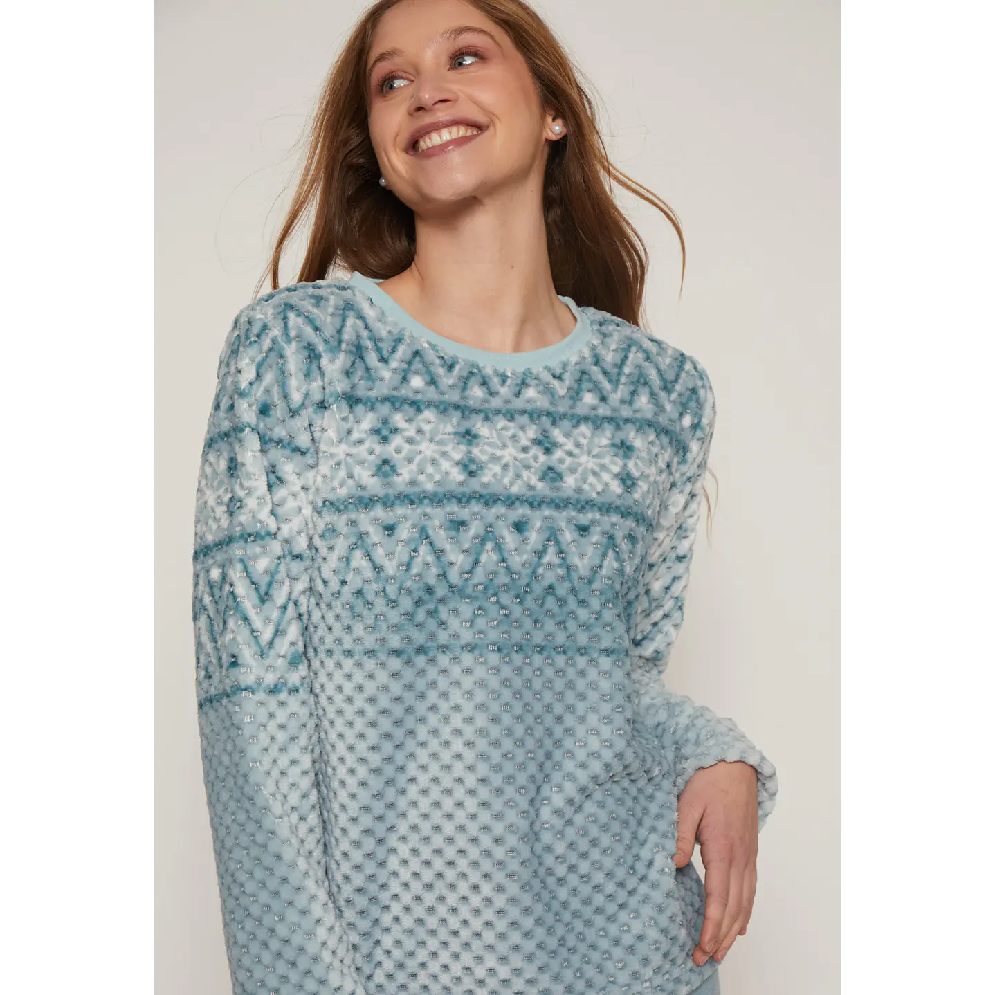 Pijama Waffle Mujer Celeste Familyshop 4