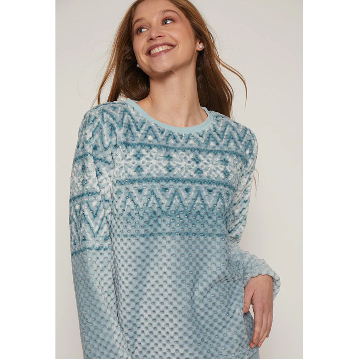 Pijama Waffle Mujer Celeste Familyshop 4