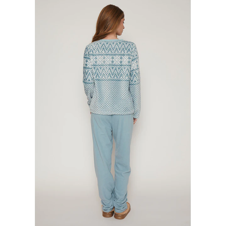 Pijama Waffle Mujer Celeste Familyshop 2
