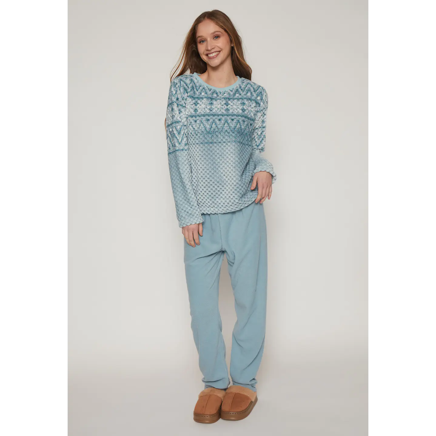 Pijama Waffle Mujer Celeste Familyshop 1
